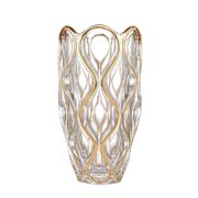 捷克进口波西米亚水晶花瓶，创意金边透明花瓶，客厅摆件插花花瓶奢华