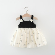 女宝宝夏季吊带连衣裙01-2-3-4岁女童夏装婴儿拼接纯棉网纱公主裙