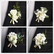 韩式西式婚礼结婚新郎新娘，胸花手腕花，白色森系伴娘姐妹团
