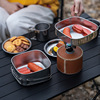 户外餐盘六件套不锈钢便捷易收纳(易收纳)折叠式碗野营餐具套装烧烤盘饭盒
