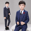 男童小西装套装2023格子儿童西服韩版英伦小孩礼服钢琴演出服