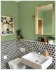 墨绿色格子水磨石卫生间厨房瓷砖，复古浴室墙砖，餐厅防滑地板砖600