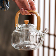 耐高温玻璃提梁壶茶壶大容量烧水壶透明茶具，养生壶煮茶器泡茶壶