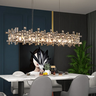 餐厅水晶吊灯意式轻奢后现代简约餐桌设计师长条创意岛台中山灯具