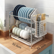 不锈钢304双层小型碗碟，架晾放碗盘筷子沥水架，家用厨房置物架台面