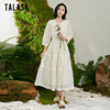 talasa丝棉连衣裙2024年夏蕾丝(夏蕾丝，)拼接法式复古显瘦优雅气质长裙