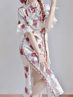 改良旗袍复古chic时尚新中式国风设计感蕾丝拼接连衣裙夏季甜美女