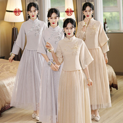 伴娘服2023中国风婚礼新娘，闺蜜姐妹团，伴娘裙复古中式旗袍礼服