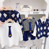 男女童韩系学院风秋装童装儿童针织开衫马甲宝宝英伦风衬衫6件套