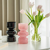 粉色法式中古小众玻璃花瓶，透明水养小网红水培简约玫瑰百合花鲜花