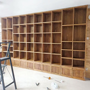 老榆木书架定制飘窗实木，简易儿童置物落地书柜，家用收纳书桌储物架