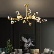 全铜轻奢吊灯现代简约个性家用客厅灯大气创意玻璃水晶餐厅灯