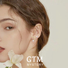 GTM交叉线条珍珠耳钉925纯银简约轻奢高级感耳环时尚小众设计耳饰