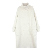 立领长大衣韩版简约纯色大衣气质，洋气羊毛大衣