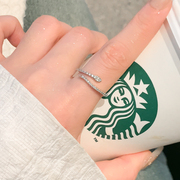 银色灵蛇锆石素圈戒指女小众设计独特戒指女轻奢高级感尾戒食指环