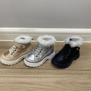 斯乃纳童鞋2021冬季女童保暖棉皮鞋真皮马丁靴60023