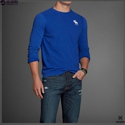 美国 Abercrombie fitch/AF 男士大鹿标纯色圆领休闲长袖T恤