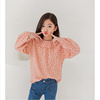 韩国童装春季女童长袖，碎花衬衫花边翻领，上衣中大童田园打底衫