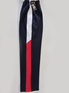 可中小学生男女校裤藏蓝色长裤，拼接5厘米红白条纹松紧腰兜棉