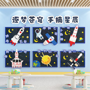 幼儿园爱国文化墙贴画太空宇航员墙面装饰教室布置环创主题墙成品