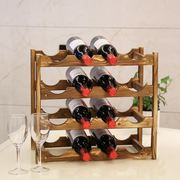 欧式实木红酒架摆件松木葡萄酒架木质酒架创意展示架家用酒柜装饰