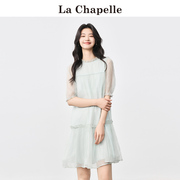 拉夏贝尔/La Chapelle夏季甜美气质小个子蕾丝短款连衣裙