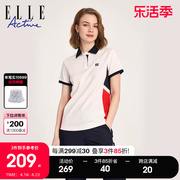 ELLE Active2024夏季运动polo衫短袖女透气舒适撞色短袖t恤女