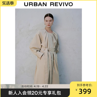 臻选系列UR女装时尚腰带中长款风衣外套UWT132006