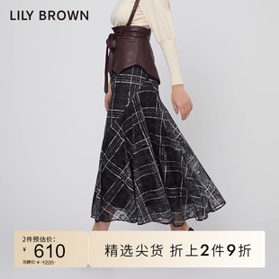 lilybrown秋冬几何花纹设计感雪纺，长裙lwfs214187