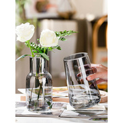 餐桌小花瓶玻璃透明水养插花鲜花玫瑰百合花专用花器摆件客厅花瓶