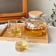 日式花茶壶玻璃耐高温茶具泡，花草水果煮茶壶家用耐热养生壶杯套装