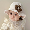 儿童帽子秋冬花朵蕾丝花边公主，渔夫帽出游防风，防晒保暖女宝宝盆帽