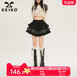 keiko蓬蓬蛋糕裙半身裙2024夏季甜辣妹，高腰显瘦a字短裙百褶裙子