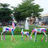 抽象块面鹿雕塑户外玻璃钢动物雕塑花园林景观装饰彩绘梅花鹿摆件