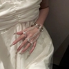 张韶涵同款编织珍珠手链戒指女一体个性时尚小众设计精致串珠手环