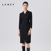 LANCY/朗姿春季羊毛职业西装连衣裙女收腰气质高级感通勤裙子