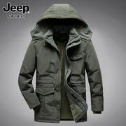 Jeep吉普棉衣男士冬季可脱卸帽户外加绒棉服工装休闲夹克外套男装