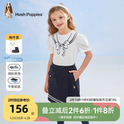 暇步士童装女童套装2023夏季女孩短袖裙裤运动两件套休闲时尚