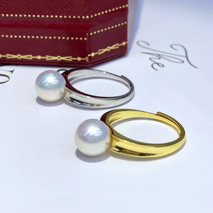 diy饰品配件s925纯银简约百搭珍珠戒指指环，空托银饰手工戒托材料