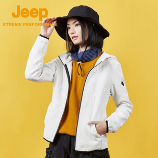 jeep吉普秋季时尚女士针织，外套秋冬连帽百搭抽绳卫，衣女透气垂感