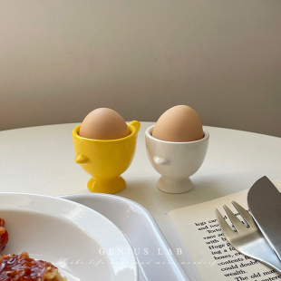 eggcup鸡蛋托陶瓷鸡蛋托杯可爱蛋盅高脚蛋托杯托架，家用早餐架子