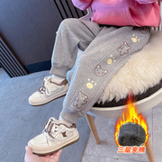 女童冬装休闲棉裤，2023儿童冬季三层，夹棉加厚裤子宝宝保暖长裤