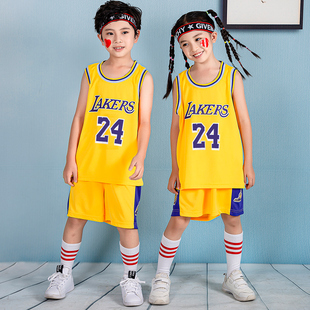 儿童篮球服套装男女宝宝运动背心，小孩比赛训练服科比，24号球衣短袖