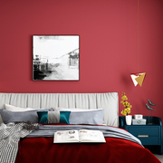 大红色墙纸纯色素色现代简约客厅卧室酒红色电视背景复古红色壁纸