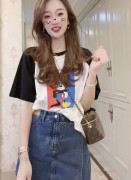 米奇老鼠短袖t恤女夏韩版学生ins潮撞色纯棉休闲减龄炸街体恤上衣
