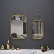 北欧风铁艺方形，挂墙镜卫生间浴室宿舍，镜子挂墙洗漱台壁挂式化妆镜