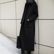 赫本风高端双面羊毛羊绒大衣女秋冬韩版黑色长款修身显瘦毛呢外套