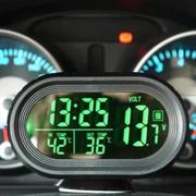 创意车载时钟汽车温度计，电压表车内外温度，检测车用电子表夜光