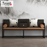 新中式全实木黑檀木，罗汉床禅意客厅家用小户型，真皮沙发床
