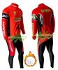 秋冬季红色法拉利专业自行单车装备，加绒加厚长袖骑行服套装男女款